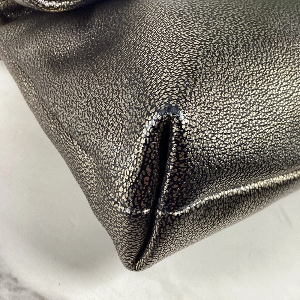 Coach Metallic Gold crossbody Shoulder Bag Clutch Signature Turnlock Chain Purse